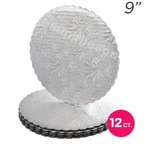 9" Silver Scalloped Edge Cake Boards, 12 ct