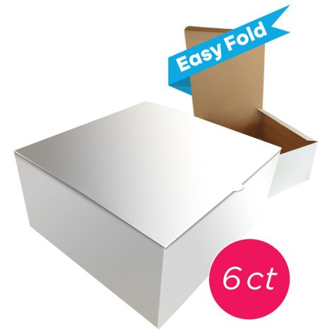 10x10x6 Easy Fold White/Brown Cake Box, 6 ct.