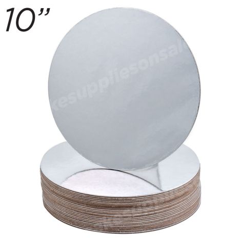 10" Silver Round Cakeboard, 25 ct. - 2 mm thick