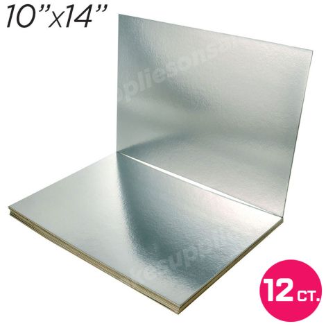 10"x14" Silver Cakeboard, 12 ct. - 2 mm thick