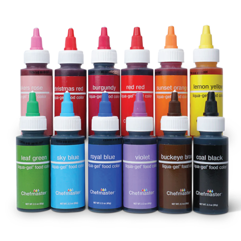 12-Color Liqua-Gel Cake Colors Kit, 2.3 oz bottles