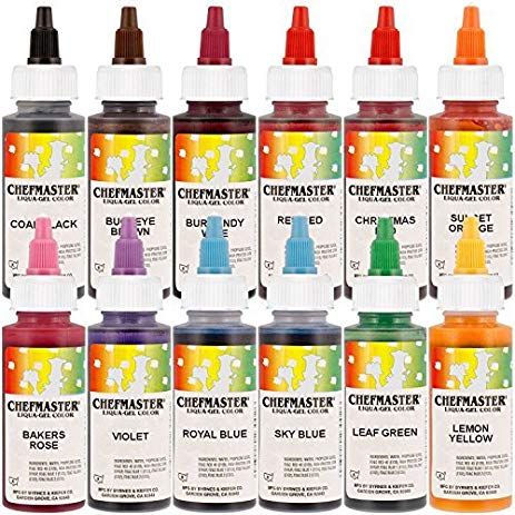 12-Color Liqua-Gel Cake Colors Kit, 2.3 oz bottles