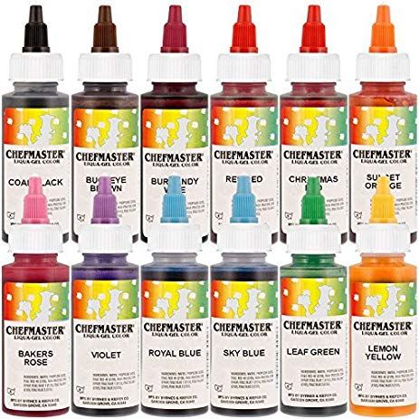 12-Color Liqua-Gel Cake Colors Kit, 2.3 oz bottles