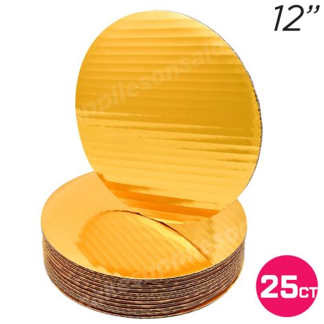 12" Gold Round Coated Cakeboard, 25 ct