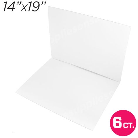 14"x19" White Cakeboard, 6 ct. - 3 mm thick