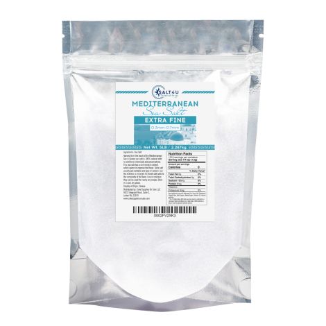 Mediterranean Sea Salt, Extra Fine Grain 5 lb., by Salt 4U