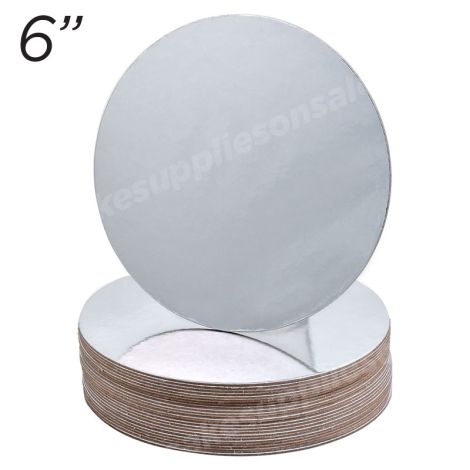 6" Silver Round Cakeboard, 6 ct. - 2 mm thick