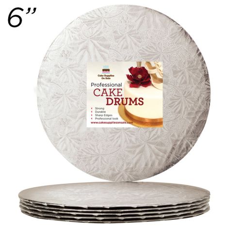 6" Silver Round Thin Drum 1/4", 6 count