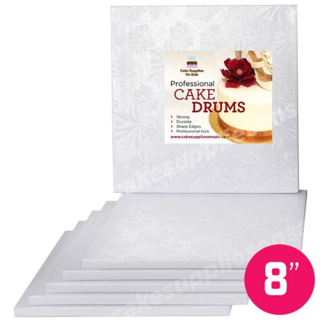 8" White Square Drum 1/2", 6 count