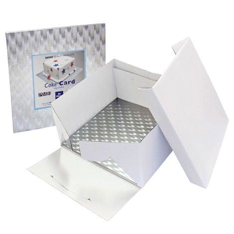 12in White Square Cake Card & Cake Box