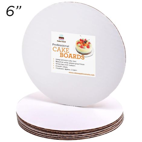 6" Round Coated Cakeboard, 25 ct