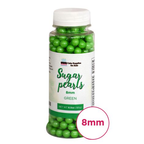 Sugar Pearls - Pearlized 8mm, 6.5 oz - Green