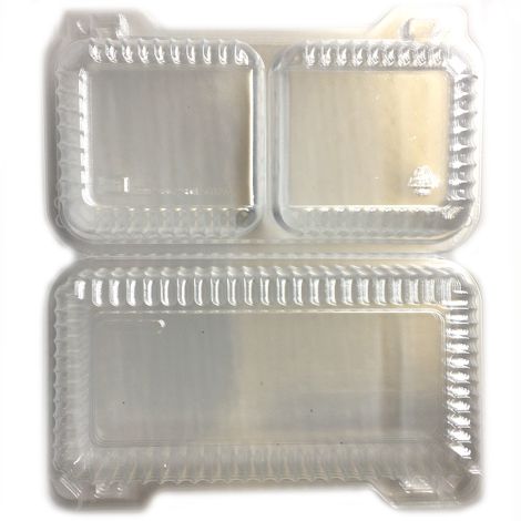 Shallow 2 Cell Hinge Container, 100 ct