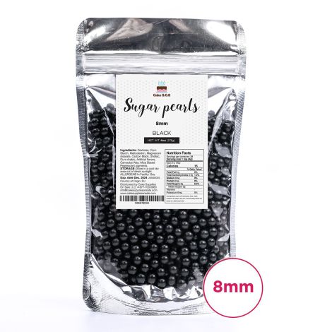 Sugar Pearls - Pearlized 8mm, 4 oz - Black