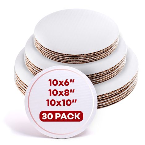 6"-8"-10" Round Coated Cakeboards Set, 10 pcs.