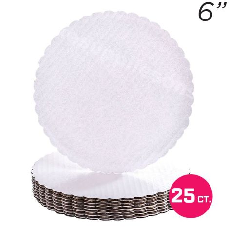 6" White Scalloped Edge Cake Boards, 25 ct