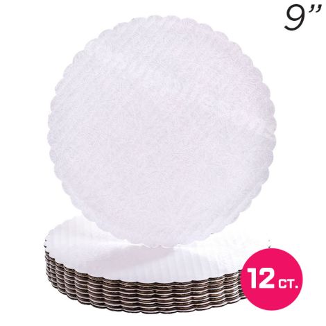 9" White Scalloped Edge Cake Boards, 12 ct