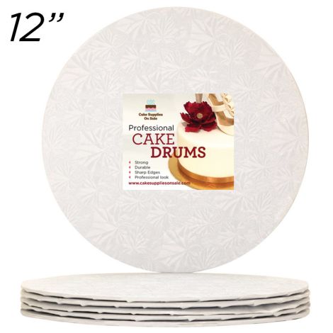 12" White Round Thin Drum 1/4", 6 count