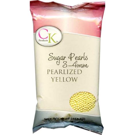 Sugar Pearls 3-4mm - Yellow, 16 oz