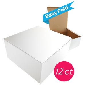 10x10x6 Easy Fold White/Brown Cake Box, 12 ct.