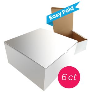 10x10x6 Easy Fold White/Brown Cake Box, 6 ct.