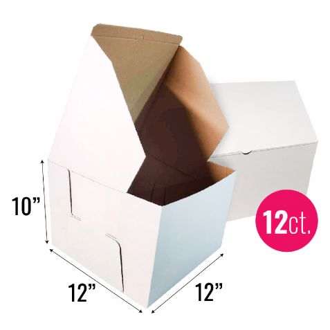 12x12x10 White/Brown Kraft Cake Box, 12 ct.