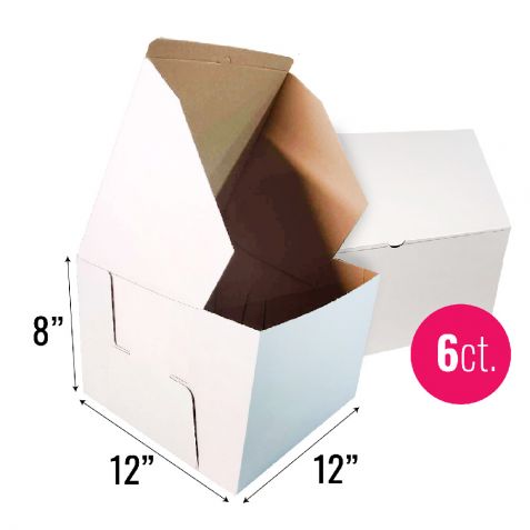 12x12x8 White/Brown Kraft Cake Box, 6 ct.