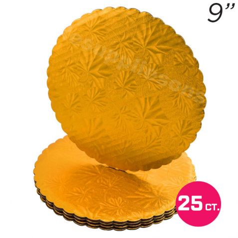 9" Gold Scalloped Edge Cake Boards, 25 ct