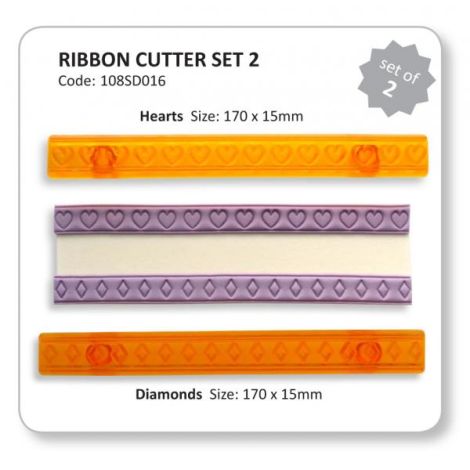 Ribbon Cutters Set 2 Hearts and Diamonds
