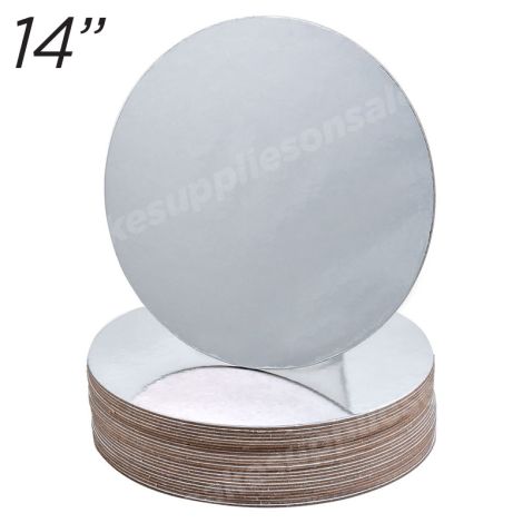 14" Silver Round Cakeboard, 25 ct. - 2 mm thick