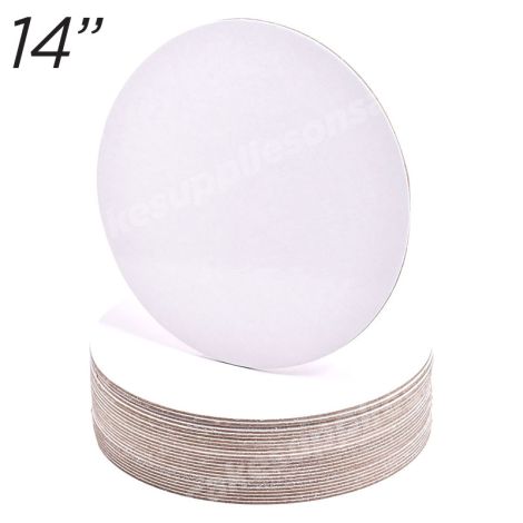14" White Round Cakeboard, 12 ct. - 2 mm thick