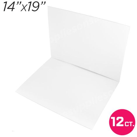 14"x19" White Cakeboard, 12 ct. - 3 mm thick