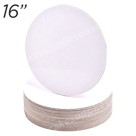 16" White Round Cakeboard, 12 ct. - 2 mm thick