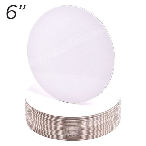 6" White Round Cakeboard, 12 ct. - 2 mm thick