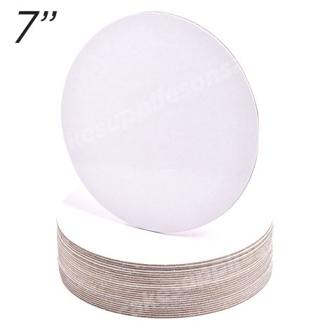 7" White Round Cakeboard, 12 ct. - 2 mm thick