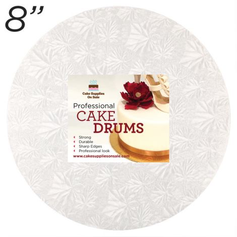 8" White Round Thin Drum 1/4"