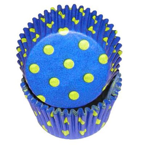 Blue With Yellow Hot Dots Baking Cups, 500 ct
