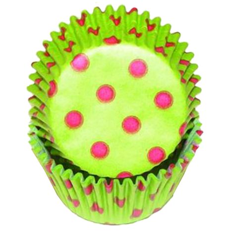 Lime Green With Pink Hot Dots Baking Cups, 500 ct