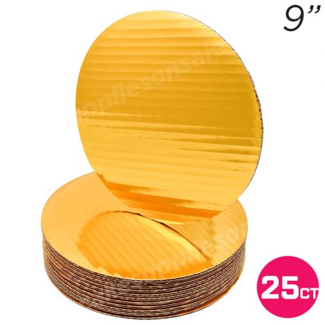 9" Gold Round Coated Cakeboard, 25 ct