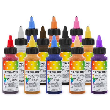 12-Color Airbrush Food Coloring Kit, 2 oz bottles
