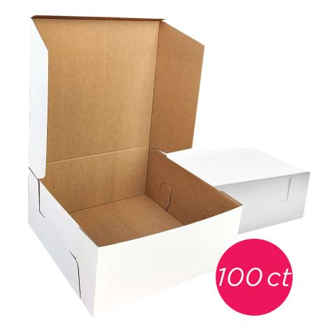 14x14x6 White/Brown Kraft Cake Box, 100 ct.