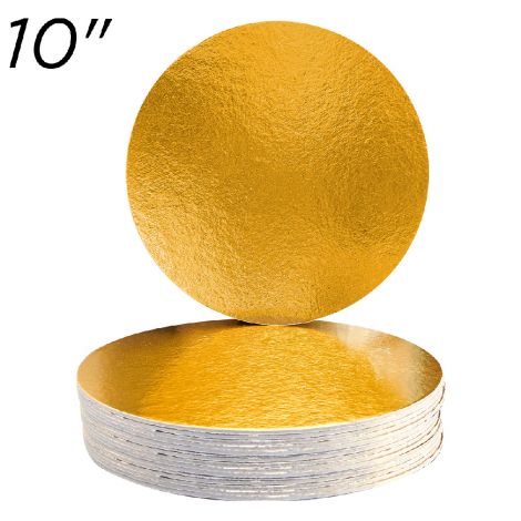 10" Gold Round Compressed Cakeboards 1.5 mm thick, 10 ct.