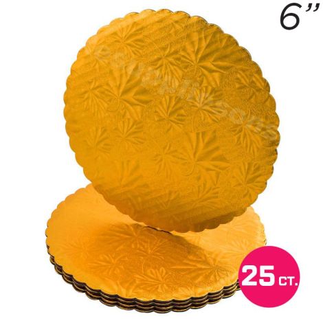 6" Gold Scalloped Edge Cake Boards, 25 ct