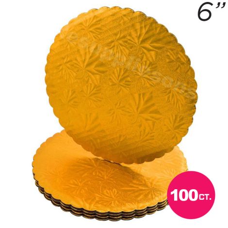 6" Gold Scalloped Edge Cake Boards, 100 ct