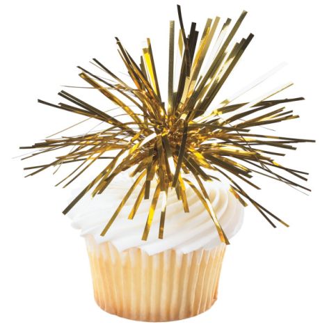 Gold Spray Mylar, Cupcake Pics, 6 ct