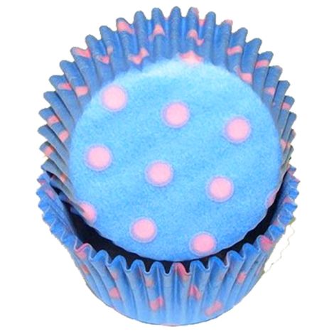 Light Blue With Light Pink Hot Dots Baking Cups, 500 ct