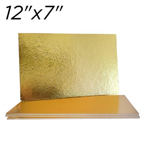 12"x7" Gold Rectangle Compressed Cakeboards 3 mm thick, 10 ct.