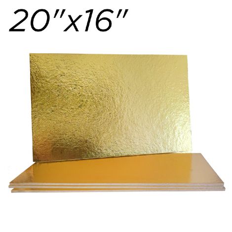 20"x16" Gold Rectangle Compressed Cakeboards, 3 mm thick, 10 ct.