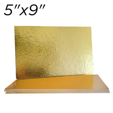5"x9" Gold Rectangle Compressed Cakeboards 1.5 mm thick, 10 ct.