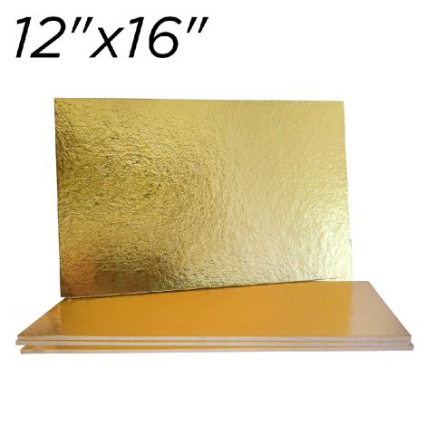 12"x16" Gold Rectangle Compressed Cakeboards 3 mm thick, 10 ct.